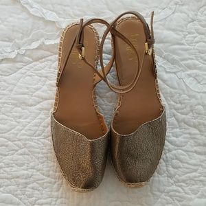 Franco Sarto Platform Gold Espadrilles size 7.5